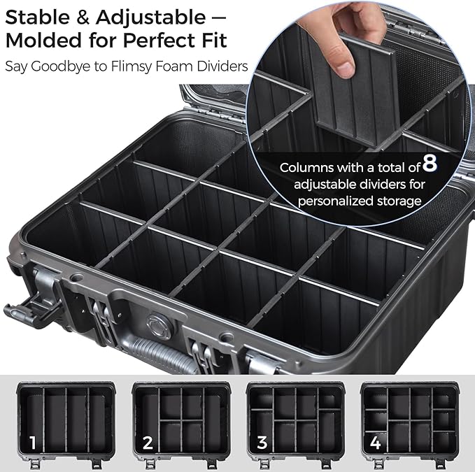 Turokacase Graded Card Case Storage Box – Extra Large Trading Card Storage Box with 8 Adjustable Dividers – Baseball & Sports Card Storage Case – Fits PSA, BGS, SGC, Toploaders & Magnetic Holders