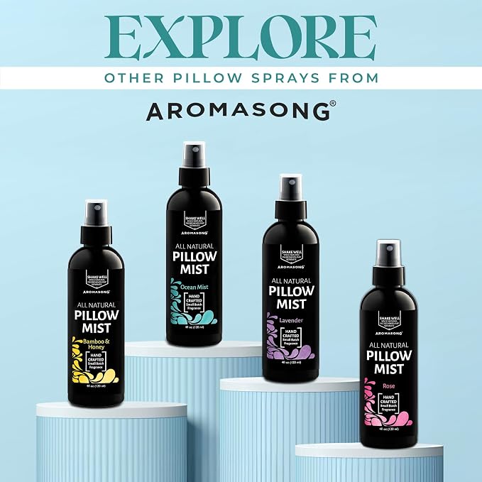 Aromasong All Natural Pillow Spray Holiday Gift Pack of Lavender, Ocean Mist, and Eucalyptus Included - Calming Linen & Bedtime Natural Essential Oil Mist Spray for Sleeping