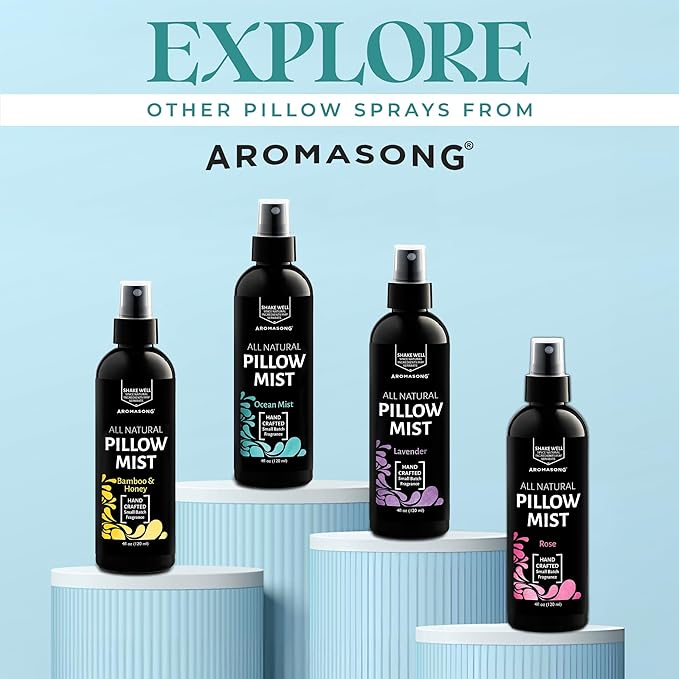 Aromasong Bamboo & Honey Pillow Spray - All Natural Calming Linen & Bedtime Mist for Deep Sleep - Aromatherapy Essential Oils for Sleeping
