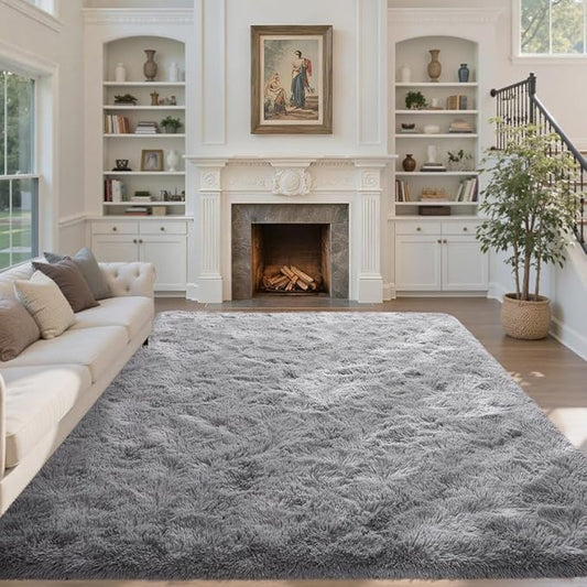 6x9 ft Light Grey Rug for Living Room Fluffy Bedroom Rug Non-Slip Area Rugs Shag Carpet for Nursery Kids Play Room Dorm Office Indoor Modern Plush Carpets Boys