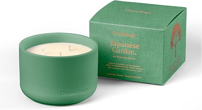 Japanese Garden Aromatherapy Candle – Apple, Pomegranate & Musk Scented Candle, Plant-Based Wax, 15.8 oz, 60 Hour Burn Time, Fresh & Fruity Candle