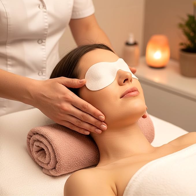 100Pack Disposable Eye Mask, Cotton Disposable Eye Mask, White Cotton Pads for Facial Treatments, Travel and Relaxation