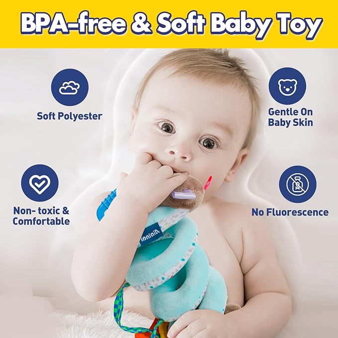 Baby Car Seat Toys Activity Stroller Toy for Boys Girls 0 3 6 9 10 12 Months, Spiral Hanging Plush Toys, Baby Shower Thank You Gifts