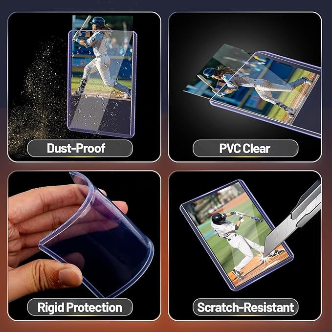 100 Toploads for Cards & 100 Penny Sleeves 35PT Hard Plastic Card Holders 3x4 Baseball Card Protectors for TCG Sports Football Collectible Cards