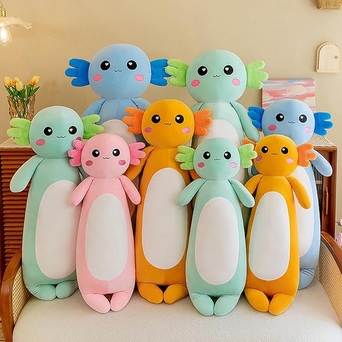 Long Axolotl Stuffed Animal Salamander Plush Pillow, Soft Axolotl Plush Toy for Boys Girls Gifts for Christmas (Green, 65cm/25.59inch)