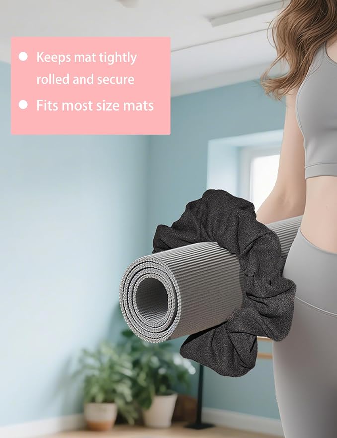 Yoga Mat Scrunchie - Yoga Mat Strap Band - Fits Most Size Mats (Not Suitable for Overly Thick Mats)