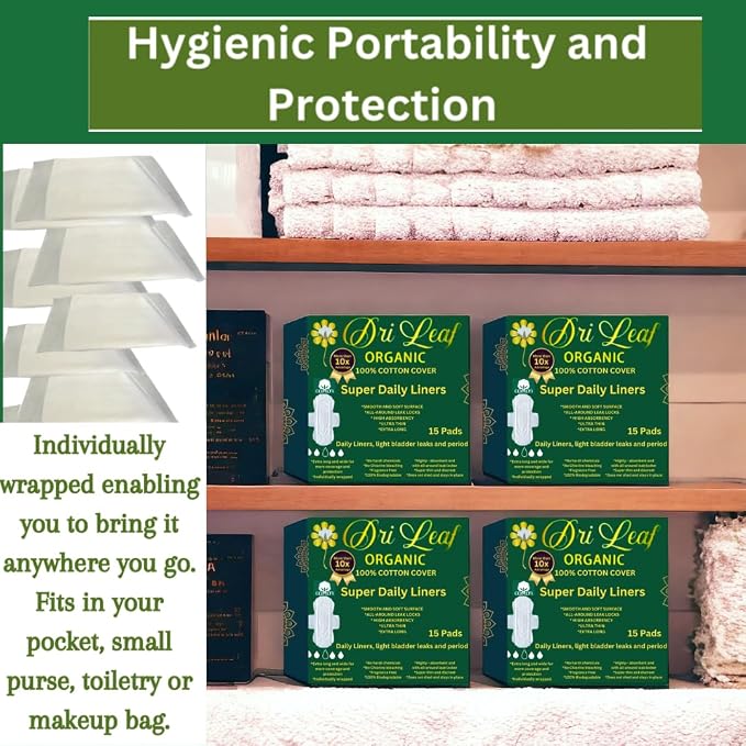 Panty Liners for Women Extra Long - 9.6in X 3.1in (30pads) Organic - Cotton Panty Liners for Women - with Wings - Light Incontinence and Light Period Days - Packaging May Vary