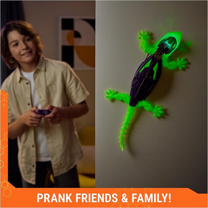 HEX BOTS Glow-in-The-Dark Gecko, Rechargeable Remote Control Robot Kids Toys, Climbs up Walls for Prank Toys & Games, RC Robot for Boys & Girls Ages 4 & Up