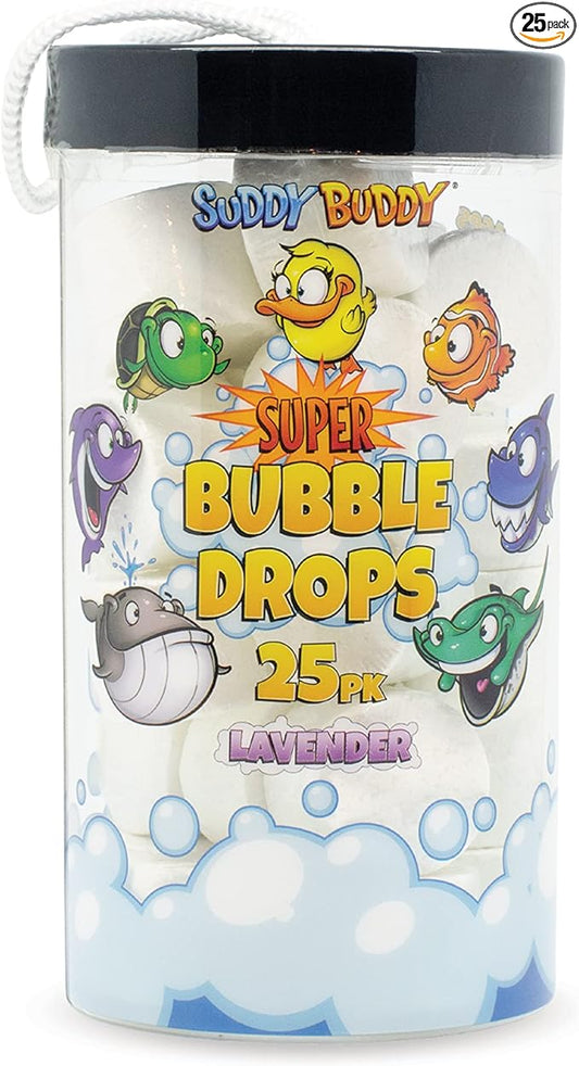 Suddy Buddy® Super Bubble Drop Refills by Zompers, Bubble Bath Toy, Fun & Bubbly Bath That Kids Enjoy, for Kid 3+, 25 Count