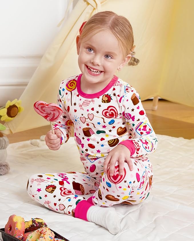 Bamboo Viscose Toddler Girls Kids Pajamas Unicorn Mermaid Pjs Long Sleeve Snug fit 12M-8Y 2pcs Soft Jammies