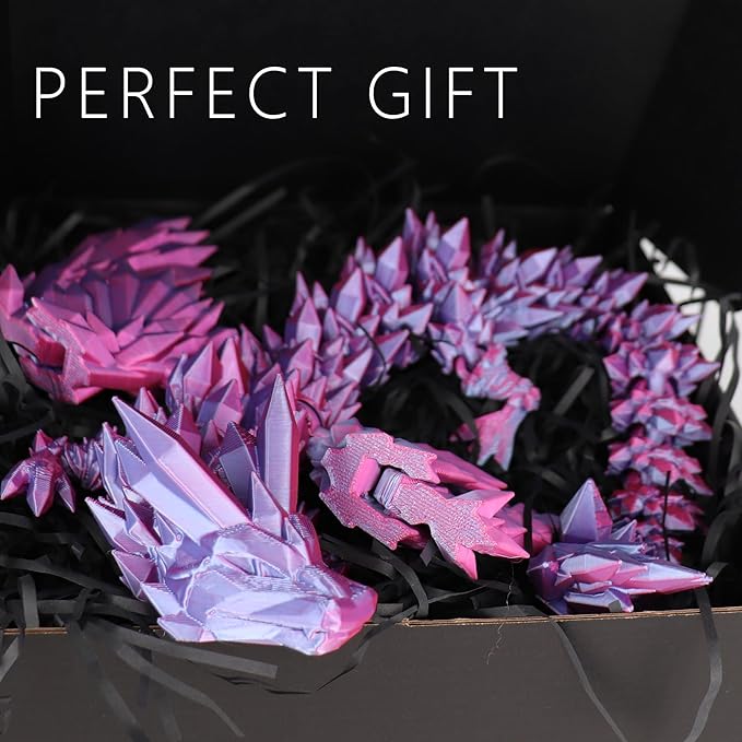 ACOCOFE 3D Printed Dragon with Wings, 18 inch Flying Articulated Winged Dragon, Mystery Crystal Dragons,Home Office Decor Gift (Dream Blue)