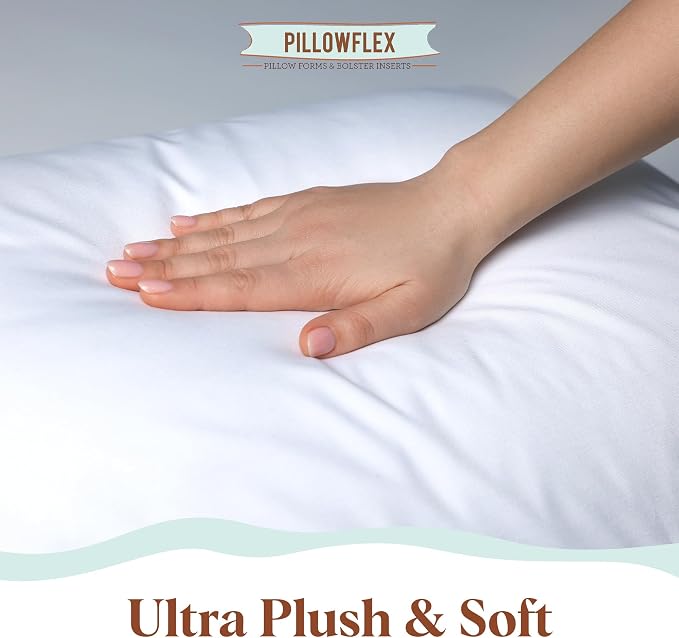 Pillowflex Synthetic Down Pillow Insert 16x20 in - Karate Chop Pillow | Large Rectangle Sham Form, Plush Polyester Cotton Blend, Cloud-Like Comfort, Clump-Resistant Fill, Smooth Elegant Finish