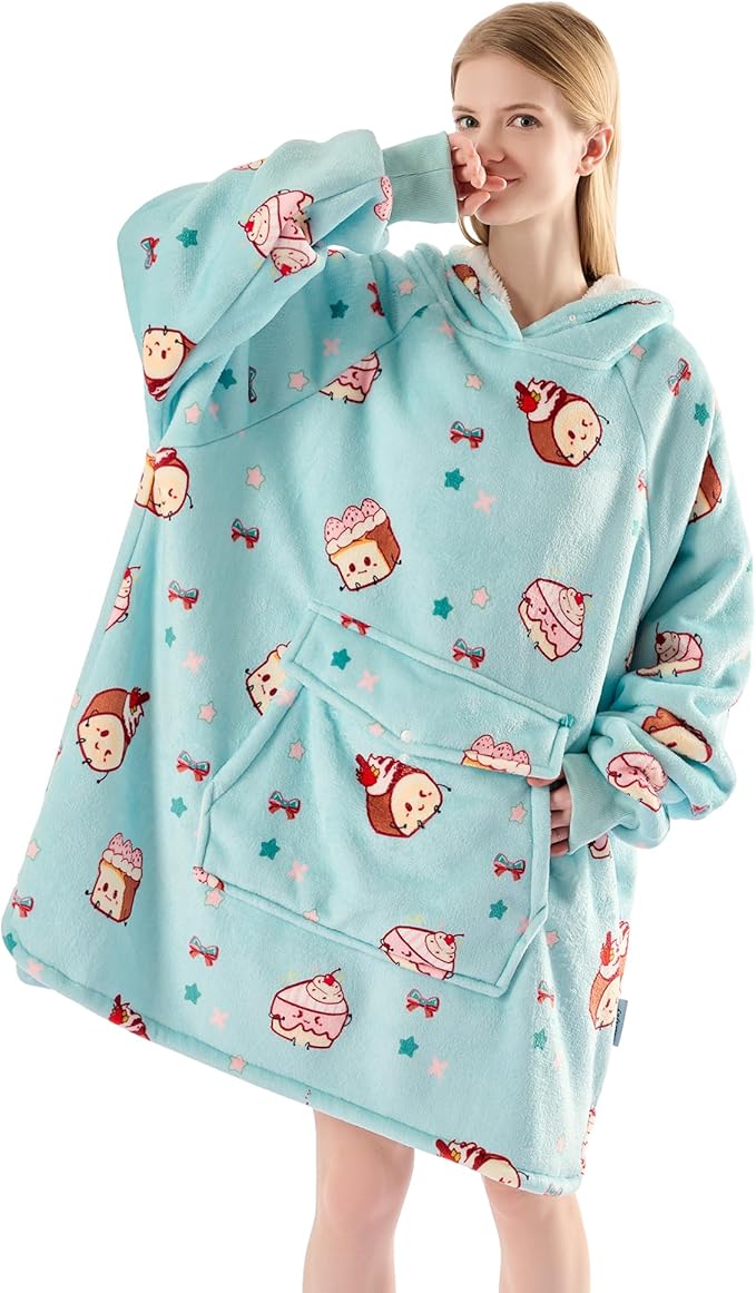 Krifey Wearable Blanket Hoodie, Oversized Sherpa Hooded as Birthday Gifts for Mom Women Girlfriend Men, Cozy Sweatshirt with Giant Pocket