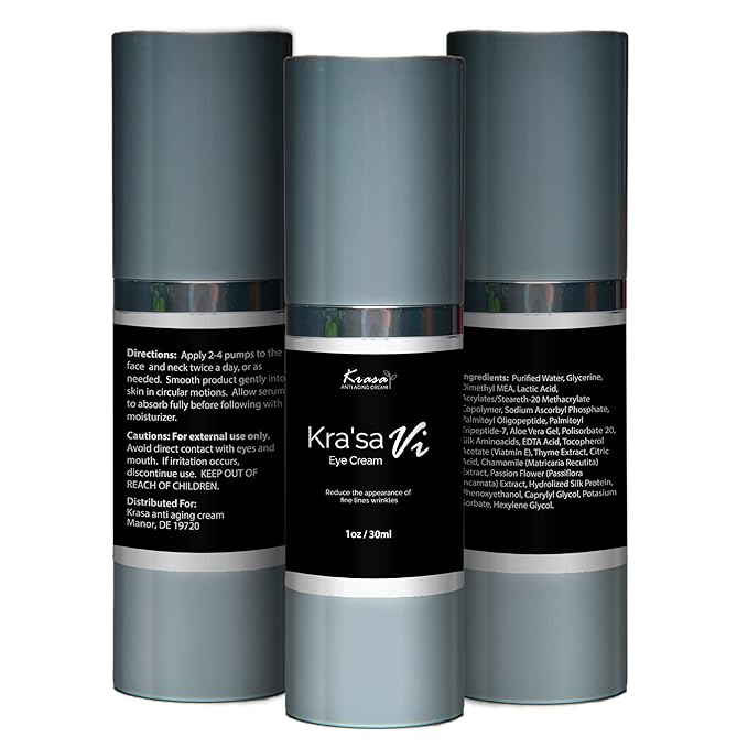 Kra'sa Vi Eye Cream - Reduce Wrinkles, Dark Circles, Under Eye Bags, Puffiness - Anti-Aging Eye Cream - Lightweight, Non-Greasy, Alcohol-Free Formula - Lasting Results