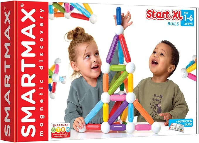 SmartMax Start XL (42 pcs) STEM Magnetic Discovery Building Set Featuring Safe, Extra-Strong, Oversized Building Pieces for Ages 3+