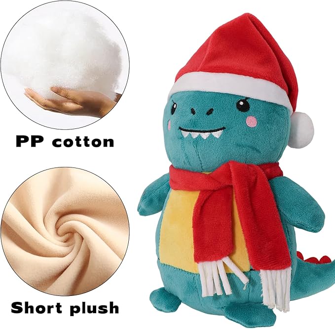 Dinosaur Plush Toy Stuffed Animal Cute Christmas Dinosaur Plushies Pillow Soft Plushie Doll Gifts for Kid Decor (11 Inch)