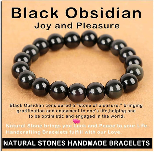 AD Beads Handmade Gemstone Stretch Elastic Bracelet Crystal Healing Reiki Nature's Beauty and Spiritual Essence Unisex