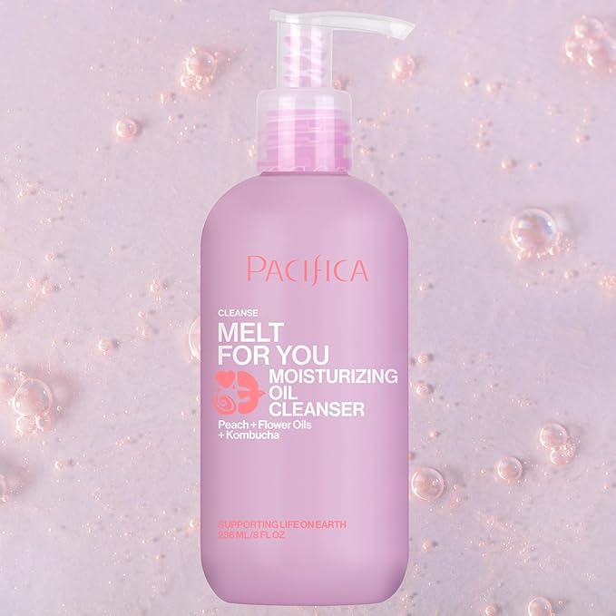 Pacifica Melt For You Facial Cleansing Oil – Hydrating Daily Face Wash & Makeup Remover Oil Cleanser for All Skin Types, Gentle Non-Comedogenic, Vegan, Clean Beauty, Dermatologist Tested 8 fl oz