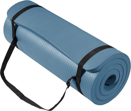 Fitvids 1 Inch Thick Yoga Mat 71x24 Inch - Non Slip Workout Mat with Carry Strap, Multiple Colors - Versatile Exercise Mat for Home, Gym, Pilates, Meditation - For All Skill Levels
