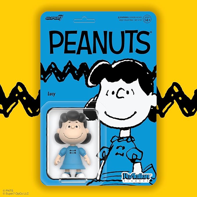 Super7 Peanuts Lucy Reaction Figure - 3.75" Peanuts Action Figure Classic Cartoon Collectibles and Retro Toys