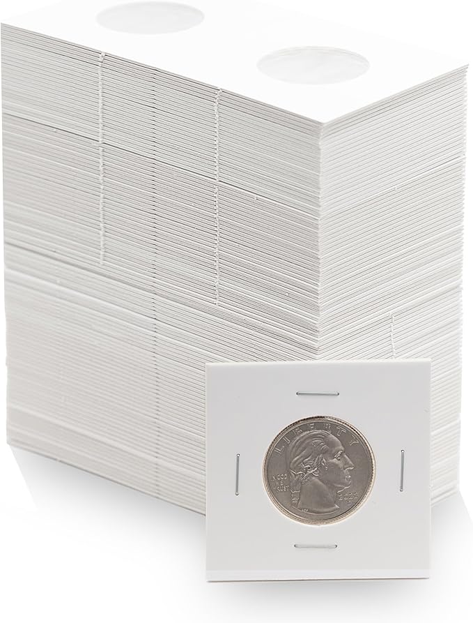 50 Quarter 2x2 Cardboard Coin Flips with Mylar Windows Archival Safe