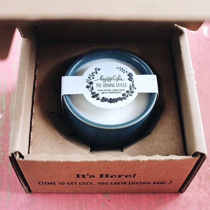 Hyggelight - The Growing Candle, Juniper & Citronella Scent, 8.5oz Ceramic Pot, Aromatherapy Candles, Gift for Outdoors, 100% Soy, Willow