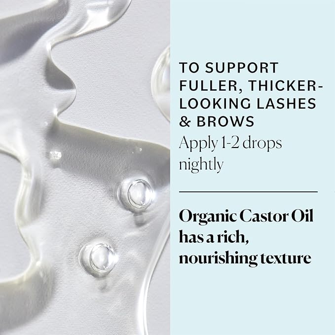 Sky Organics - USDA Organic Castor Oil Eyelash Serum (1 fl oz/30 mL) Brown Glass Bottle for UV Protection - Fuller-Looking Eyebrow & Lash Serum - Conditioning Hair Oil - Vegan, Cruelty Free, Self Care