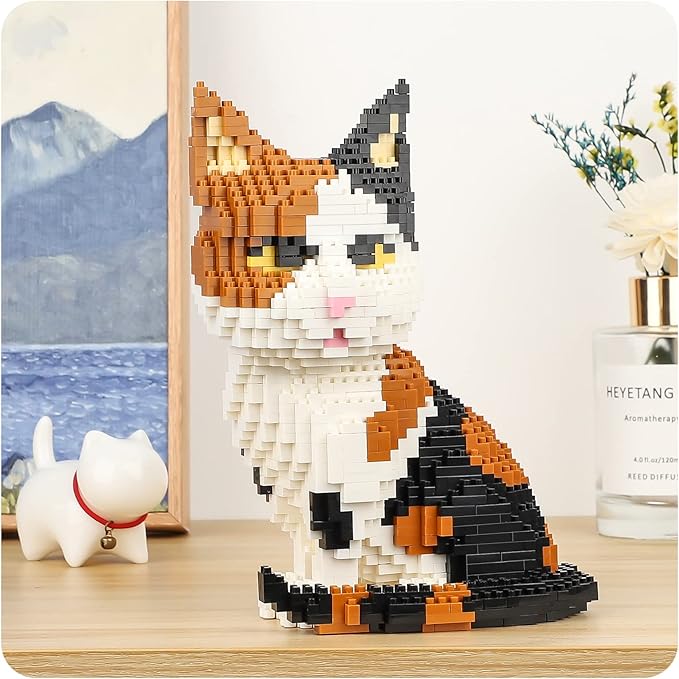 QLT QIAOLETONG Cat Mini Building Blocks Cute Animals Sets for Goodie Bags, 1300 PCS Micro Mini Building Toy DIY 3D Bricks Kit for Adults, Party Favors for Kids, Birthday Gift for Boys Girls