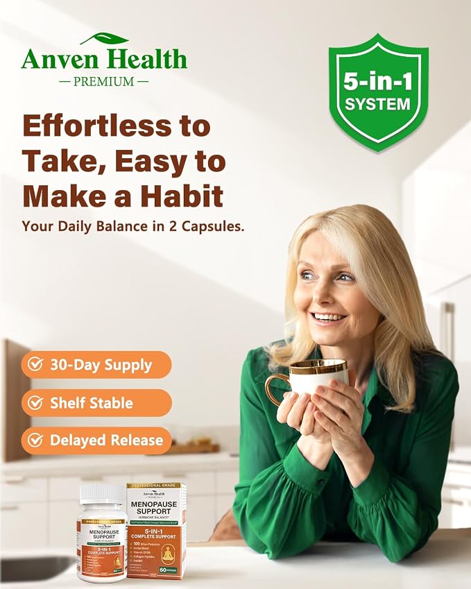 Menopause Supplements for Women 100 Billion CFU Probiotics | Vitamin D3 & B6, 100B Probiotics, Black Cohosh & Herbs, Collagen, Hot Flashes & Night Sweats Relief, pH Balance