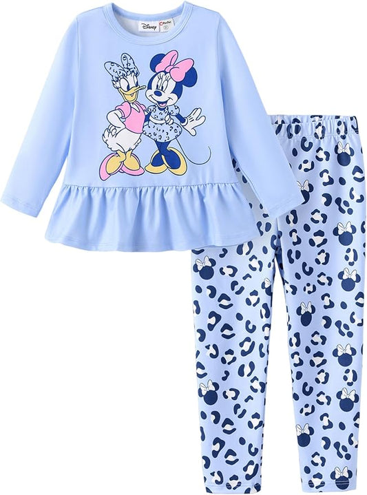 Disney Minnie Mouse Frozen Princess Marvel Toddler Girls Clothes Long Sleeve Sweatshirt + Leggings 2pcs Outfits Set 2-6Y
