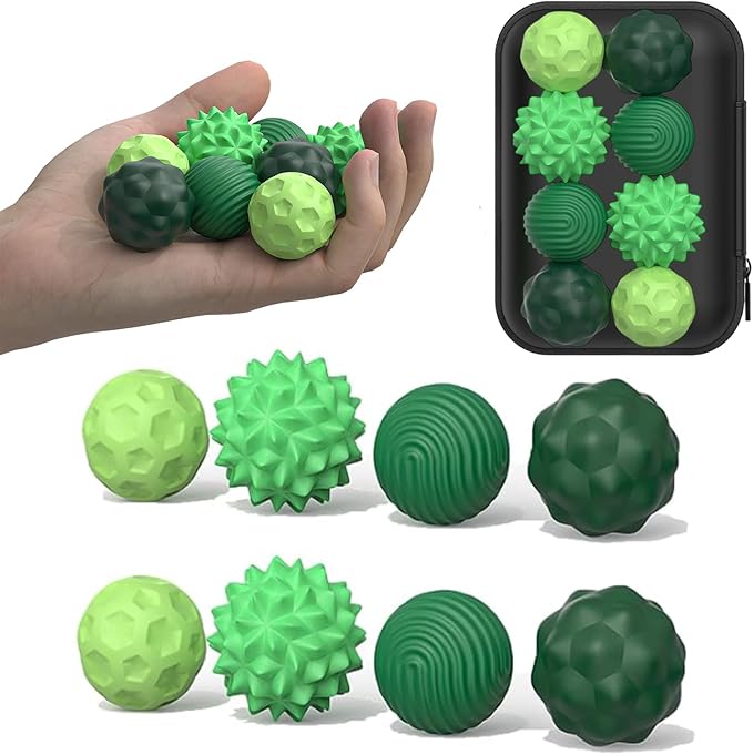Large Magnetic Sensory Fidget Ball Toy, 8Pcs Silicone Sensory Stress Relief Toys for Adults, Teens with Autism, ADHD, Anxiety, Stocking Stuffers for Women Men Teen Gift (Green, Large)
