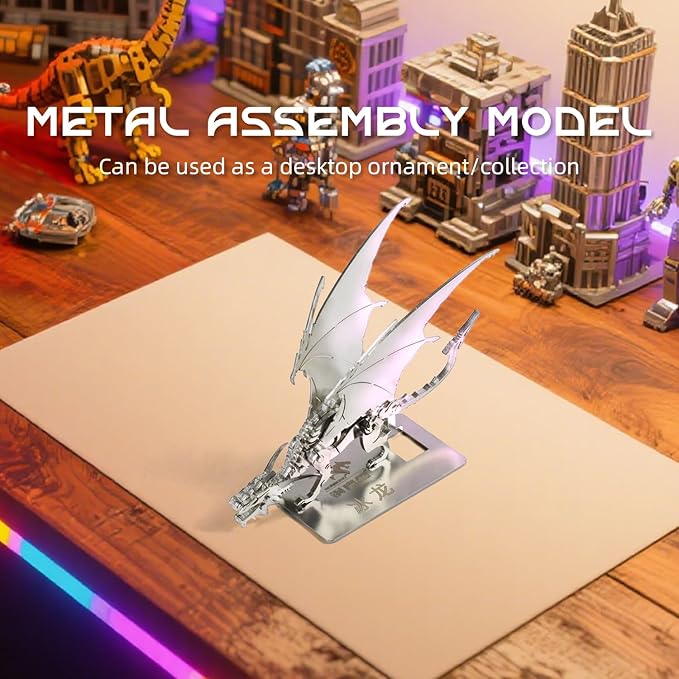 3D Ice Dragon Metal Puzzles for Adults DIY Animal Mechanical Puzzle for Hands-On Skill Challenge, Building Model Kit for Focus and Stress Relief, Creative Gift or Decorative Ornament