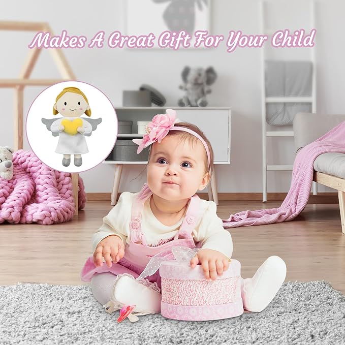 free-space Angel Plush Doll Boy/Girl Baptism Gifts Guardian Angel Doll Toy (Girl)