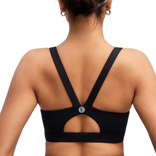 RUNNING GIRL Sports Bras for Women,Light Impact Molded Cup Strap Sports Bra with Sewn in Pads,Best for A-C Cup