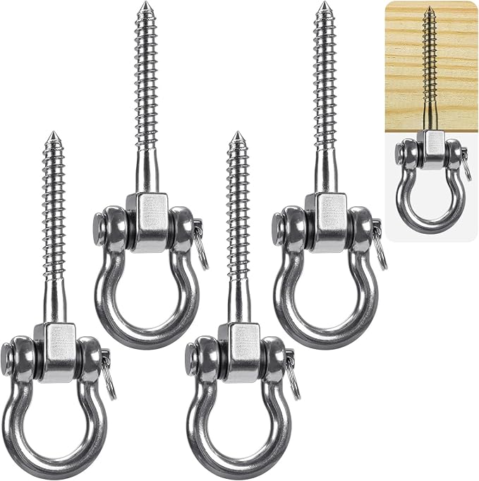 SELEWARE Heavy Duty 180° Swing Hangers, Stainless Steel Eye Screw Bracket, 1800 LB Capacity Playground Yoga Hammock Rope Tire Web Chair Sandbag Punching Bag Porch Swing Sets (4 Pack)