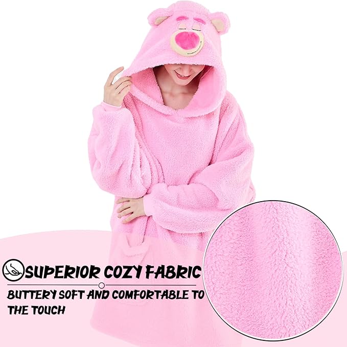 NEWCOSPLAY Wearable Blanket Hoodie Sherpa Hoodie Blanket for Women Men Warm Oversized Sweatshirt with Pockets