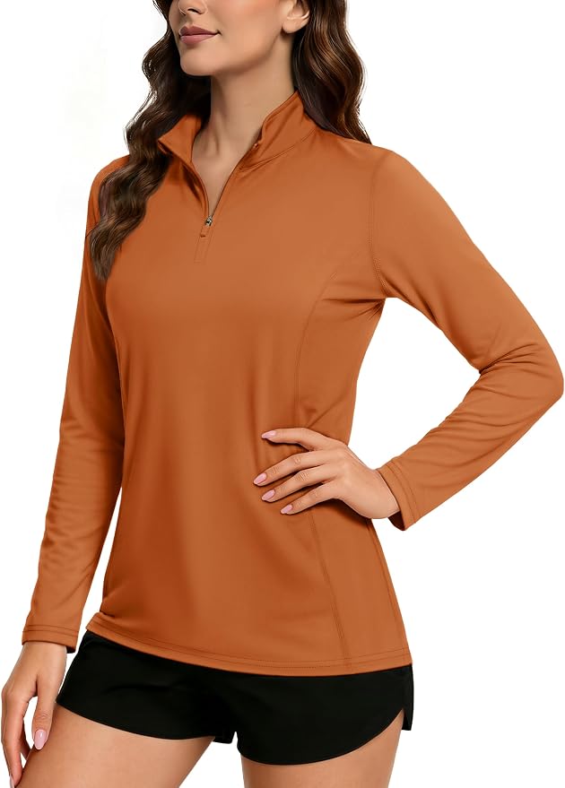 TACVASEN Women's Quarter Zip Pullover Golf Shirts UPF 50+ Long Sleeve Sun Shirts UV Protection Workout Tops