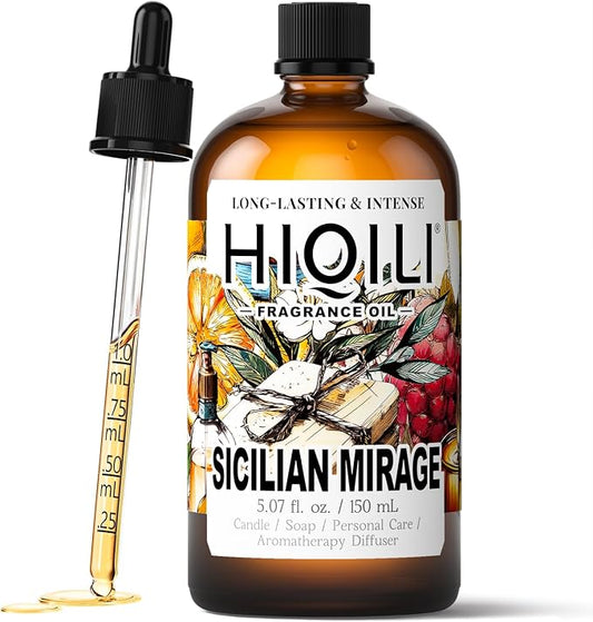 HIQILI Sicilian Mirage Fragrance Oil - Premium Oil for Candle & Hair Perfume Making, Personal Care Scenting, Luxury Scents - 5.07 Fl Oz