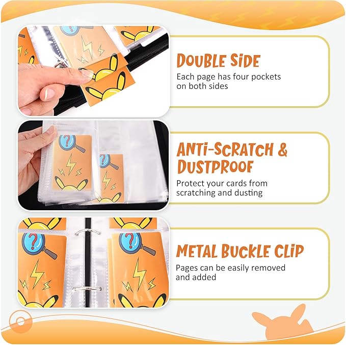 Card Binder 9-Pockets, 900 Pockets Card Holder with 50 Removable Sleeves, Trading Card Collector Zipper Album Holder, Orange