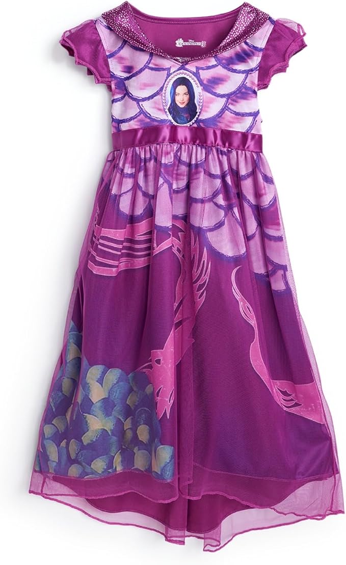 Disney Girls' Princess Dress Nightgown, Fantasy Gown, Soft & Cute Pajamas for Kids