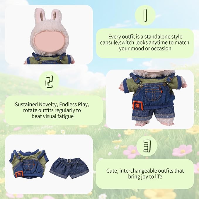 Coolcandy 17cm Doll Clothes, Fashionable Dolls Outfit with Accessories Suit, Stylish Adorable Dolls Clothes Set, Soft Fabric, Detailed Stitching(Doll Not Included)