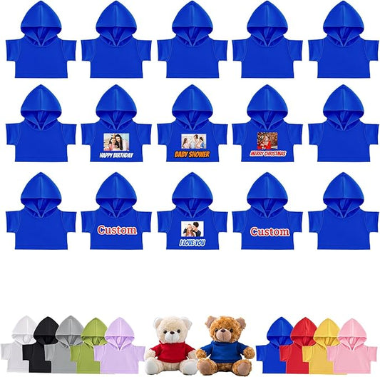 15 Pcs Personalized Teddy Bear Clothes with Name Photo, Custom Stuffed Animal Clothing Fit 8-16inch Stuffed Bears Clothes, Personalized Doll Clothing Make Your Own Plush Doll Shirt