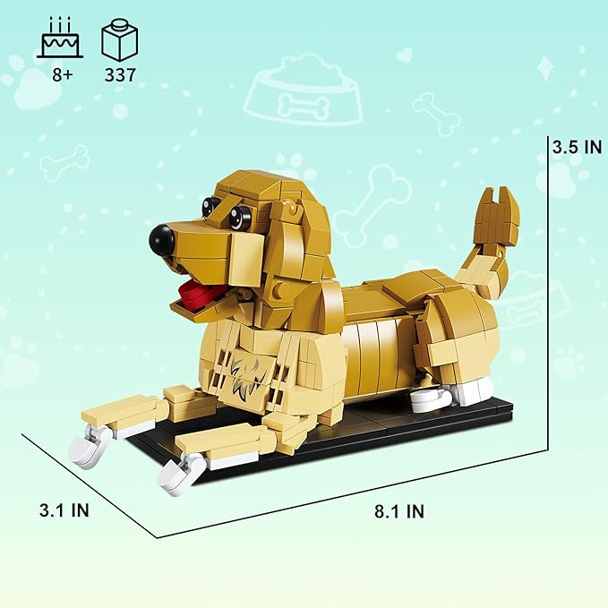 KAZI Adorable Dogs Building Toy Set,Dog Gifts for Animal-Lovers,Ideas Goldren Retriever Dog Building Set for Girls Boys,Creative Buildable Toys for Kids 8+,Party Favors,Gifts for Halloween Christmas