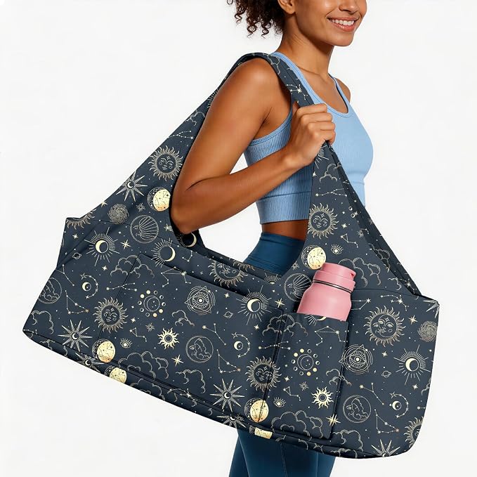 Women's Yoga Bag with Yoga Mat Carrier - Large Mat Pocket Fitness Tote for Pilates, Gym, Travel, Office & Beach