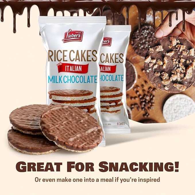 LIEBERS Milk Chocolate Rice Cakes, Kosher Certified Dairy, Gluten Free Snack (pack of 8) (Milk Chocolate)… | Kosher Certified Dairy.