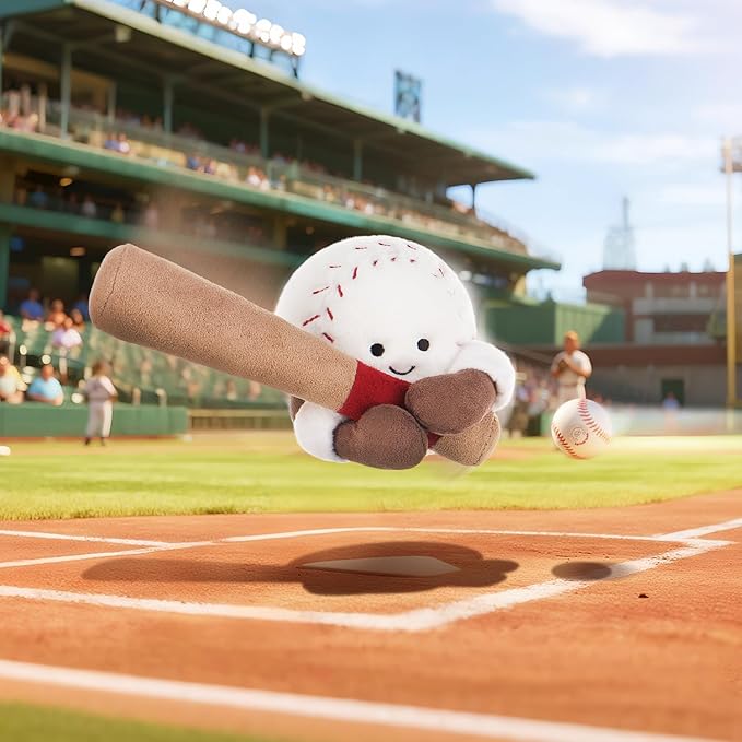 Apricot Lamb Happy Baseball Stuffed Animals for Kids, Soft Cute Plush Toys for Baby Girl and Boy, Fluffy Happy Baseball