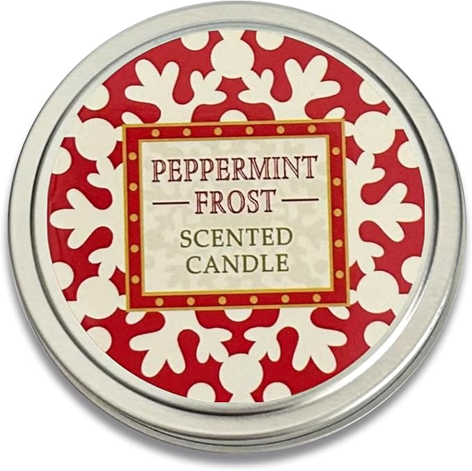Greenwich Bay Hand-Poured Scented Candle in Decorative Tin – 4 oz/114 g Travel Candle with Lead-Free Wick, Vegetable Wax, Long-Burning Aromatherapy Gift, Single Wick – Made in USA (Peppermint Frost)