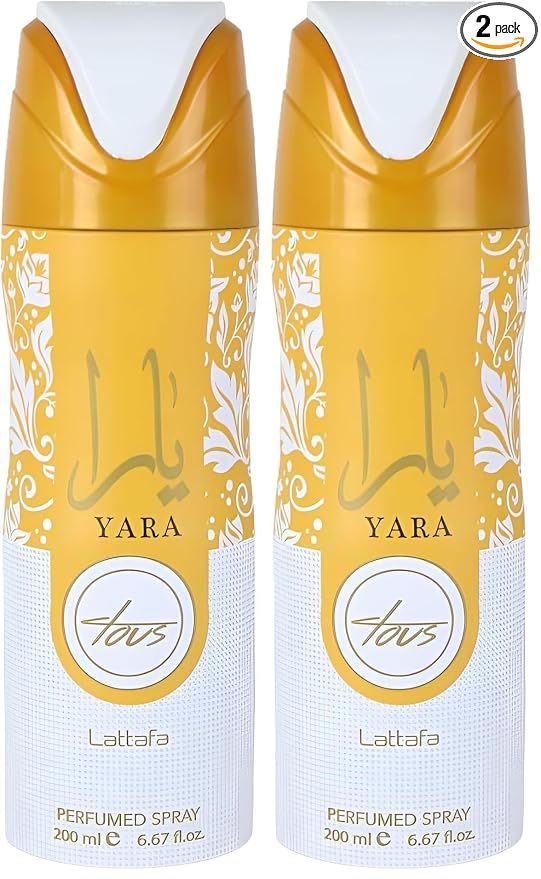 Lattafa Yara Tous – Fruity, Tropical, Gourmand, Musky – Perfumed Deodorant Spray for Women, 6.67 Ounce / 200 ml (Pack of 2)