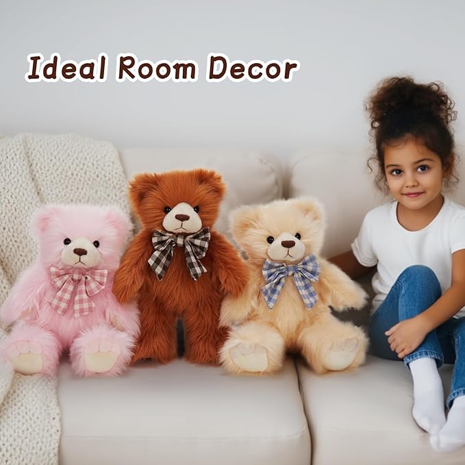 MorisMos Teddy Bear Stuffed Animal,14'' Small Stuffed Bear Plush Toy Gift for Kid Girl Boy Toddler Teen Adult,Cuddly Teddy Animal Toy Decor for Baby Shower Birthday Valentine’s Day Party Favors,Beige