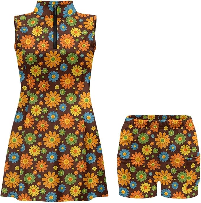 Golf Dress Tennis Dresses for Women with Built in Shorts and Pockets Sleeveless Athletic Dress Workout Dress